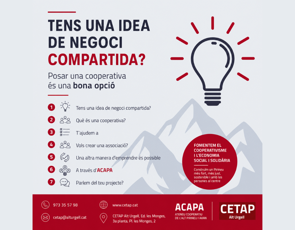 ACAPA i CETAP fomenten el cooperativisme i l’economia social i solidària a l’Alt Pirineu i Aran