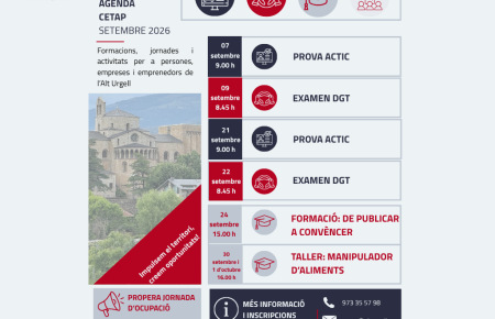 Agenda CETAP setembre 2026 amb formacions, activitats i serveis